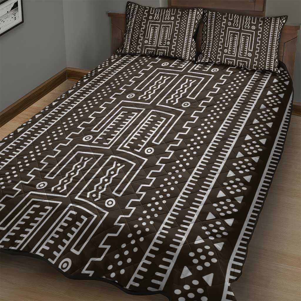 Mali Mud Cloth Quilt Bed Set Bogolanfini Pattern - Wonder Print Shop