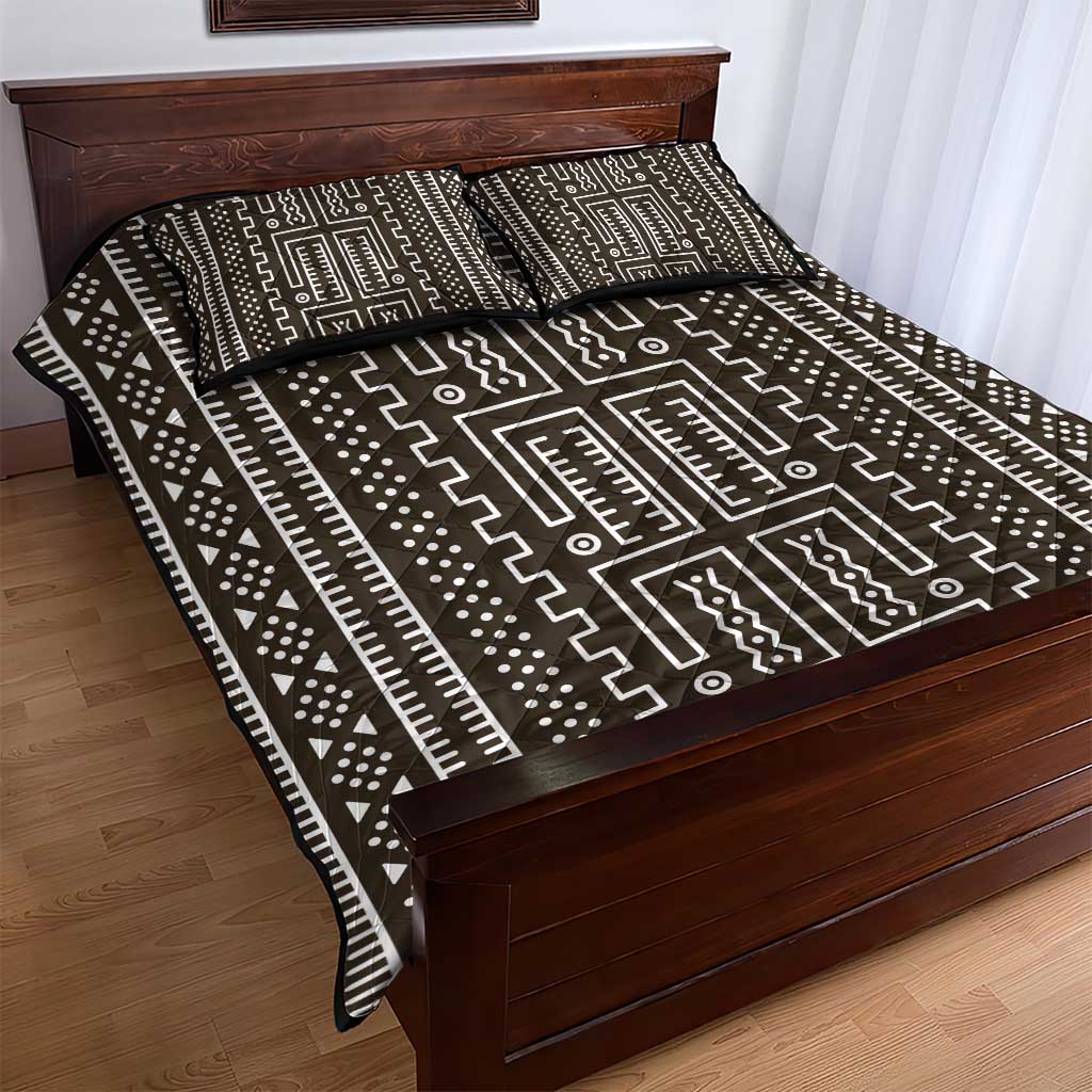 Mali Mud Cloth Quilt Bed Set Bogolanfini Pattern - Wonder Print Shop