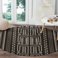 Mali Mud Cloth Round Carpet Bogolanfini Pattern - Wonder Print Shop