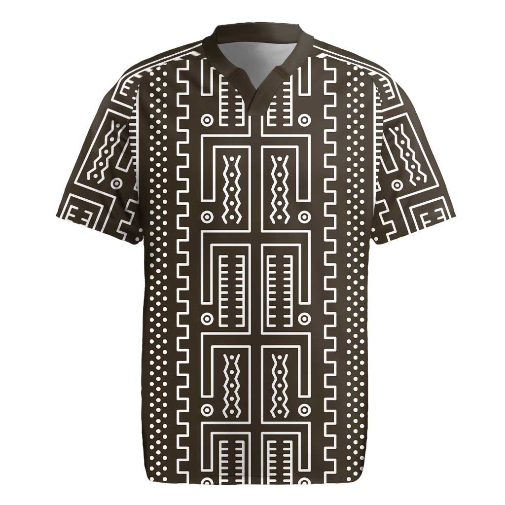 Mali Mud Cloth Rugby Jersey Bogolanfini Pattern - Wonder Print Shop