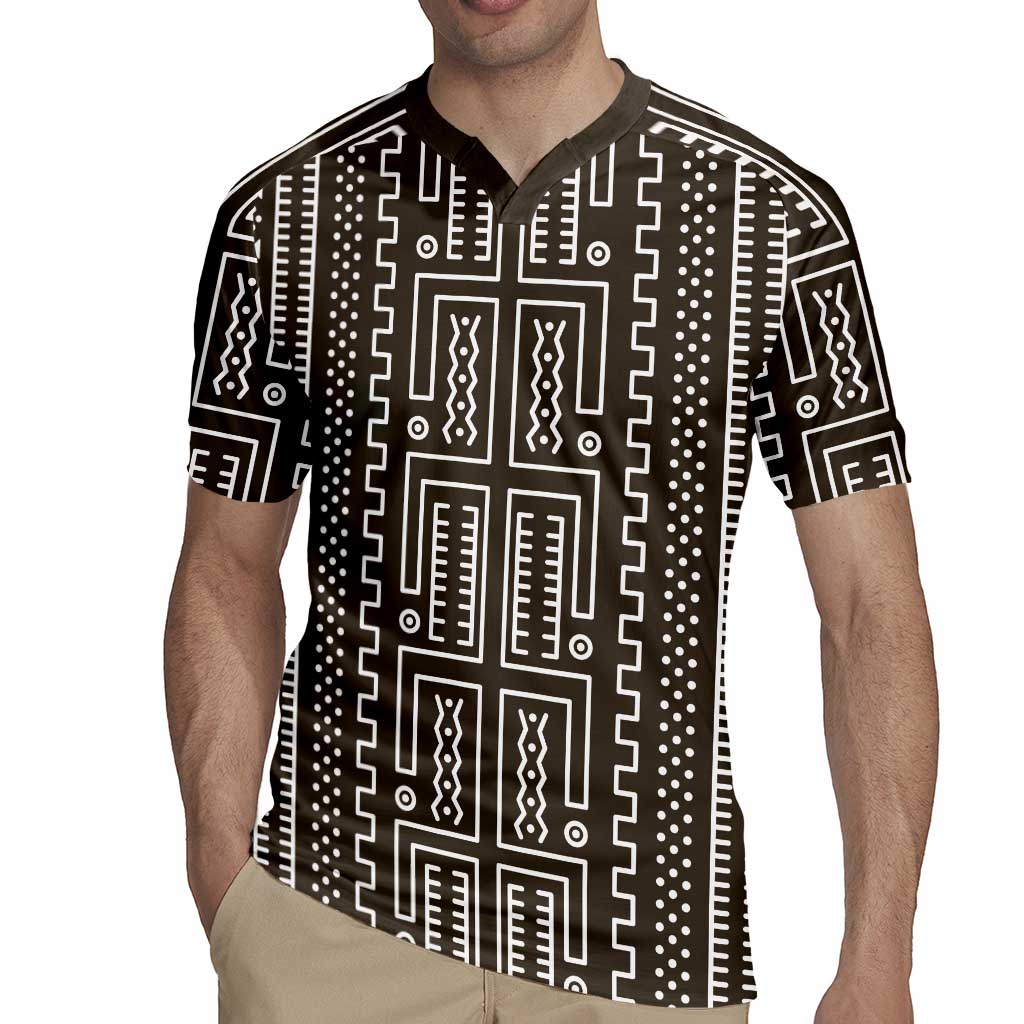 Mali Mud Cloth Rugby Jersey Bogolanfini Pattern - Wonder Print Shop