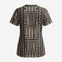Mali Mud Cloth Scrub Top Bogolanfini Pattern - Wonder Print Shop