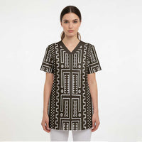 Mali Mud Cloth Scrub Top Bogolanfini Pattern - Wonder Print Shop