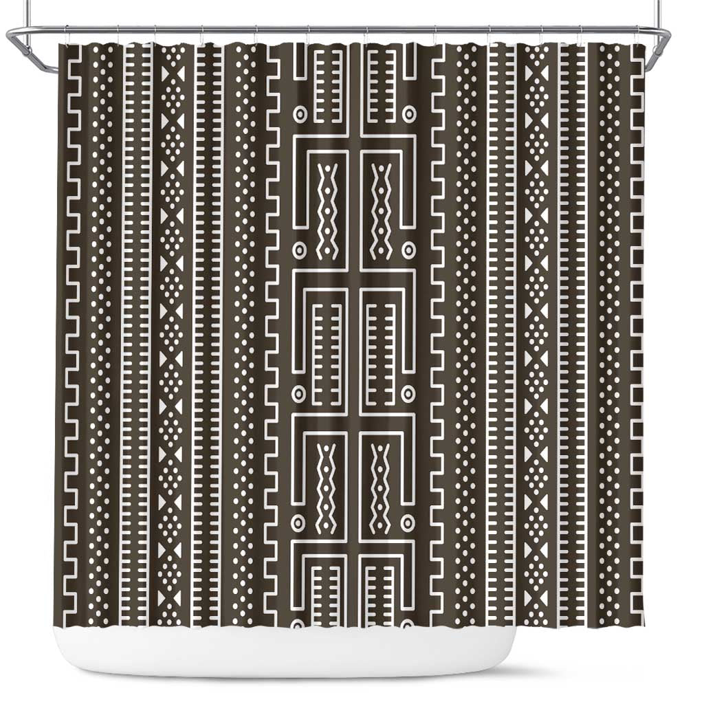Mali Mud Cloth Shower Curtain Bogolanfini Pattern - Wonder Print Shop