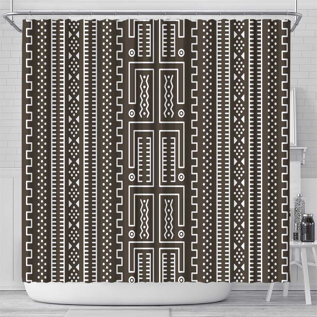 Mali Mud Cloth Shower Curtain Bogolanfini Pattern - Wonder Print Shop