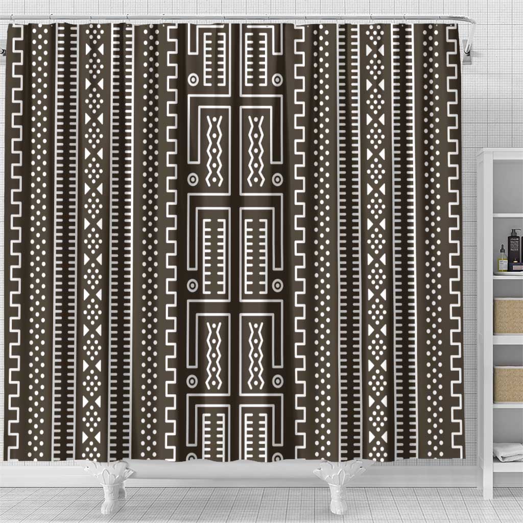 Mali Mud Cloth Shower Curtain Bogolanfini Pattern - Wonder Print Shop