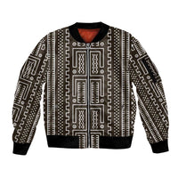 Mali Mud Cloth Sleeve Zip Bomber Jacket Bogolanfini Pattern - Wonder Print Shop