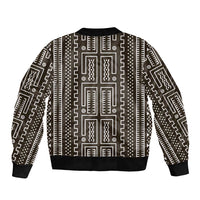 Mali Mud Cloth Sleeve Zip Bomber Jacket Bogolanfini Pattern - Wonder Print Shop