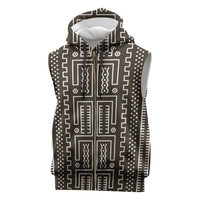 Mali Mud Cloth Sleeveless Zip Hoodie Bogolanfini Pattern - Wonder Print Shop
