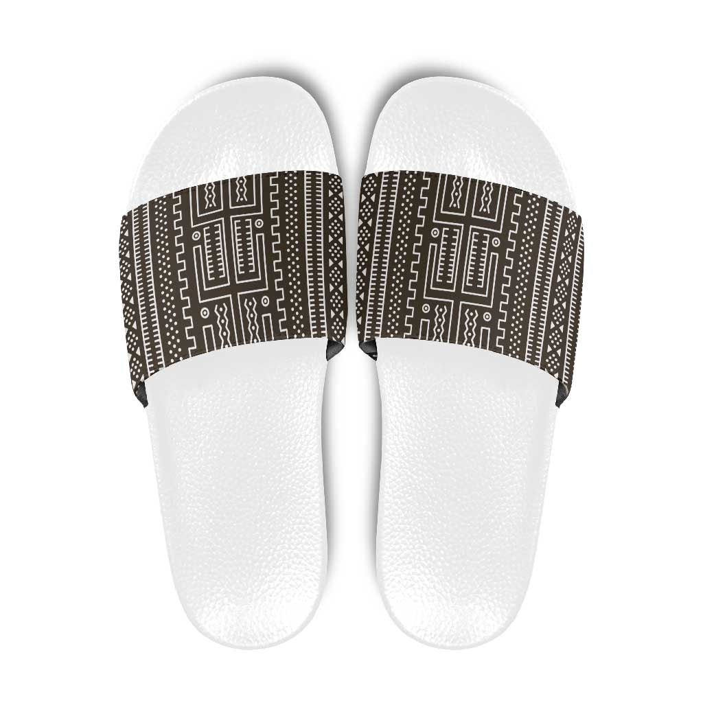 Mali Mud Cloth Slide Sandals Bogolanfini Pattern - Wonder Print Shop
