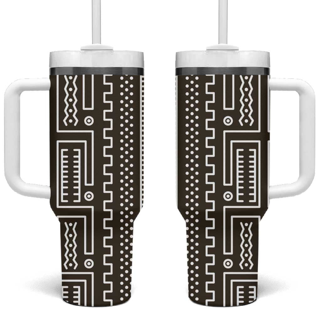 Mali Mud Cloth Tumbler With Handle Bogolanfini Pattern - Wonder Print Shop