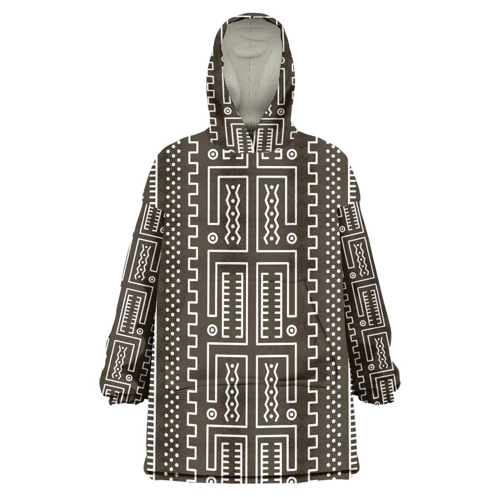 Mali Mud Cloth Wearable Blanket Hoodie Bogolanfini Pattern - Wonder Print Shop
