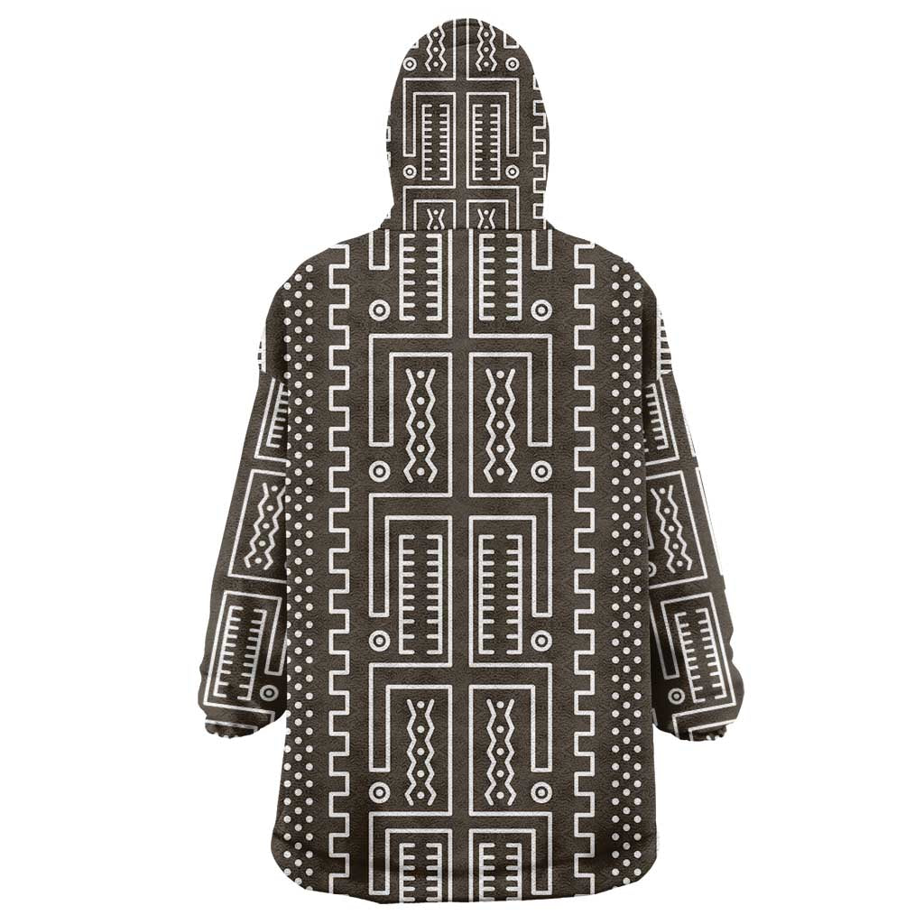 Mali Mud Cloth Wearable Blanket Hoodie Bogolanfini Pattern - Wonder Print Shop