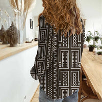 Mali Mud Cloth Women Casual Shirt Bogolanfini Pattern - Wonder Print Shop