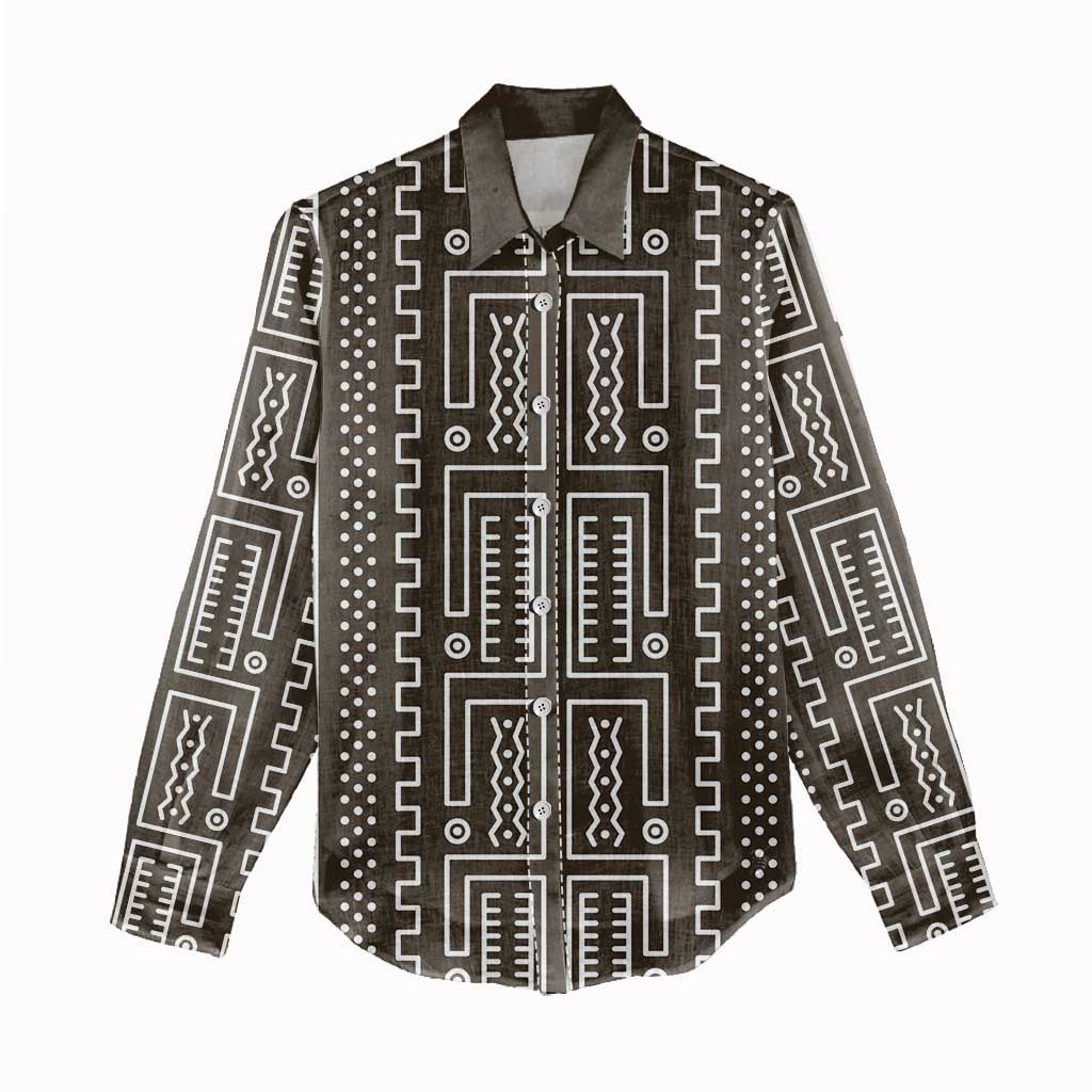 Mali Mud Cloth Women Casual Shirt Bogolanfini Pattern - Wonder Print Shop