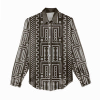 Mali Mud Cloth Women Casual Shirt Bogolanfini Pattern - Wonder Print Shop