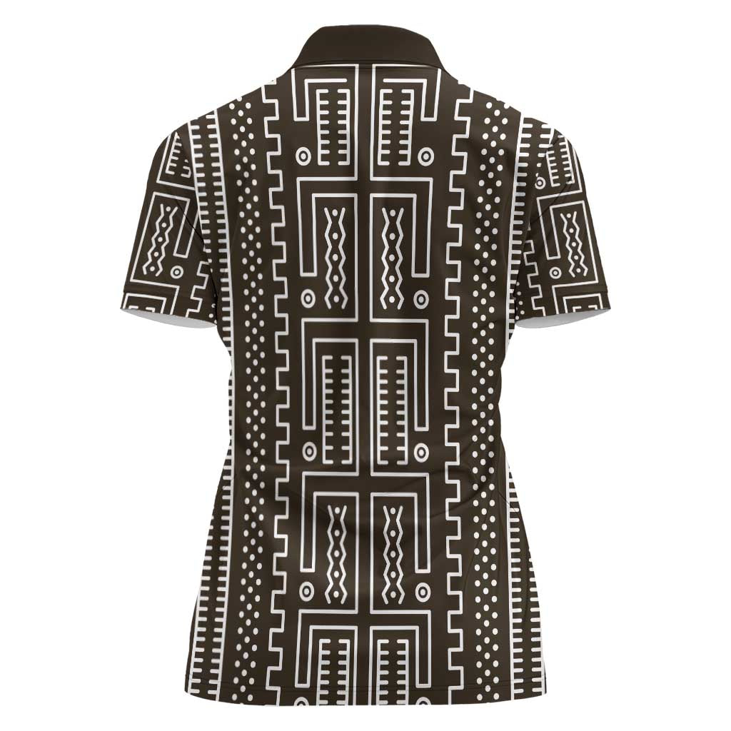 Mali Mud Cloth Women Polo Shirt Bogolanfini Pattern - Wonder Print Shop