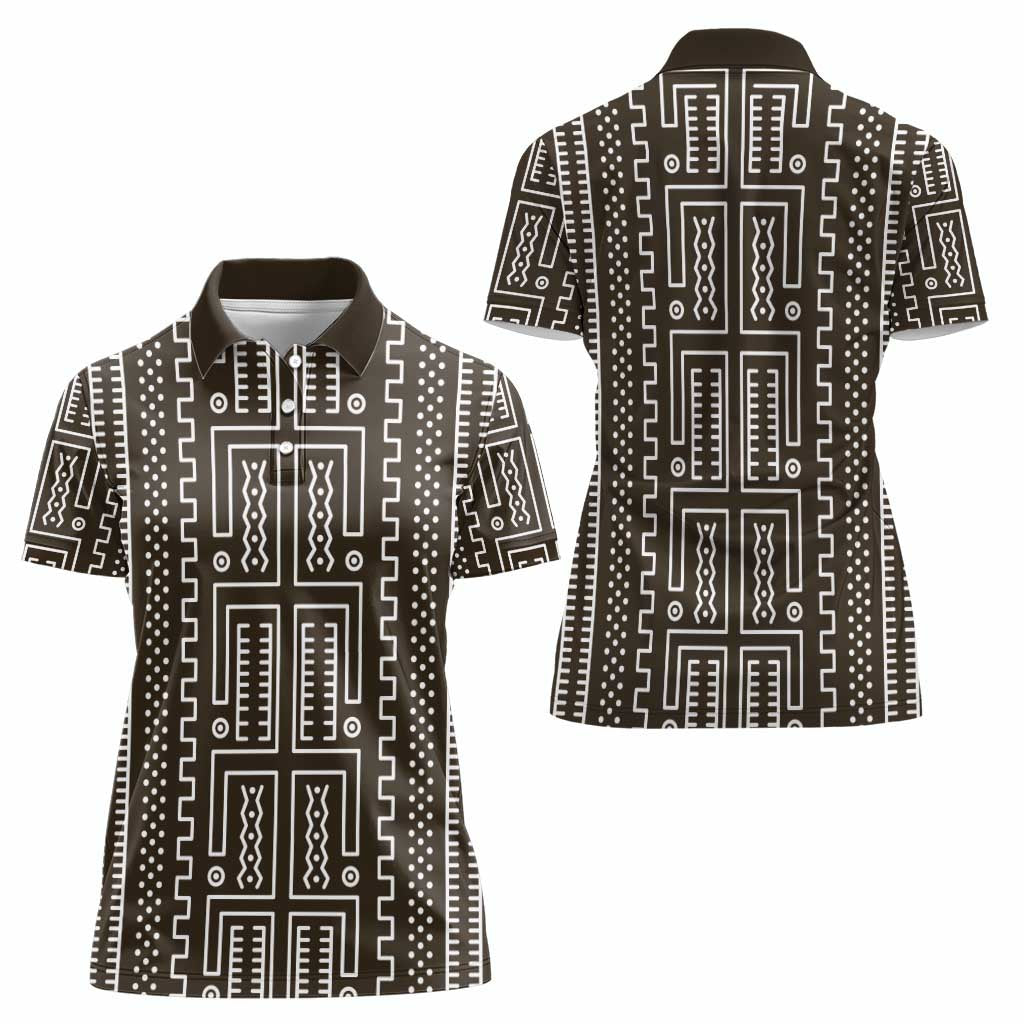 Mali Mud Cloth Women Polo Shirt Bogolanfini Pattern - Wonder Print Shop