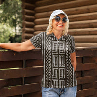 Mali Mud Cloth Women Polo Shirt Bogolanfini Pattern - Wonder Print Shop