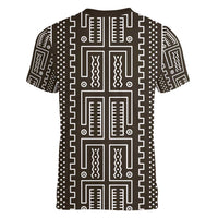 Mali Mud Cloth Women V-Neck T-Shirt Bogolanfini Pattern - Wonder Print Shop
