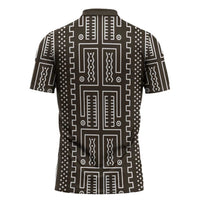 Mali Mud Cloth Zipper Polo Shirt Bogolanfini Pattern - Wonder Print Shop