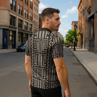 Mali Mud Cloth Zipper Polo Shirt Bogolanfini Pattern - Wonder Print Shop