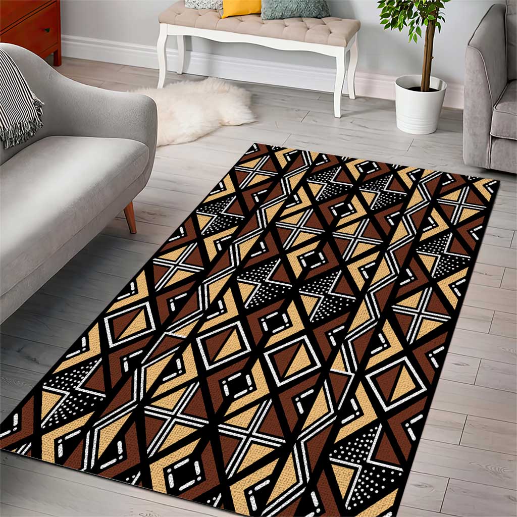 Mali Mud Cloth Legacy Pattern Area Rug Ethnic Geometry Style - Wonder Print Shop