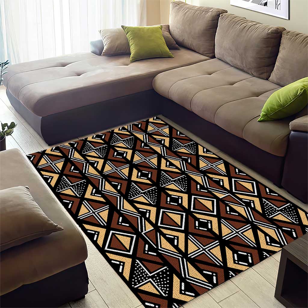 Mali Mud Cloth Legacy Pattern Area Rug Ethnic Geometry Style - Wonder Print Shop