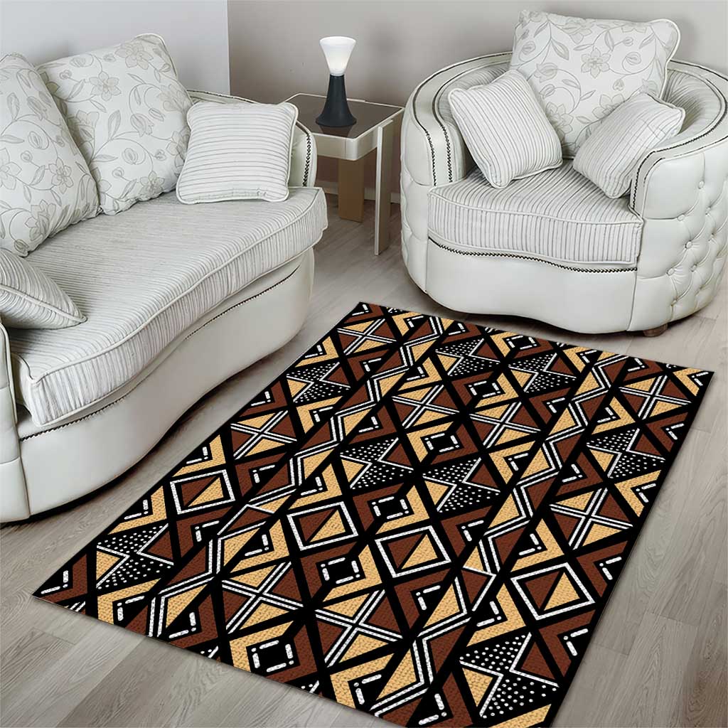 Mali Mud Cloth Legacy Pattern Area Rug Ethnic Geometry Style - Wonder Print Shop