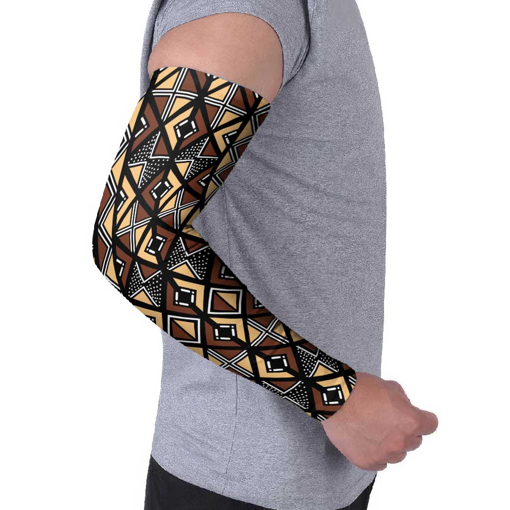 Mali Mud Cloth Legacy Pattern Arm Sleeves Ethnic Geometry Style - Wonder Print Shop