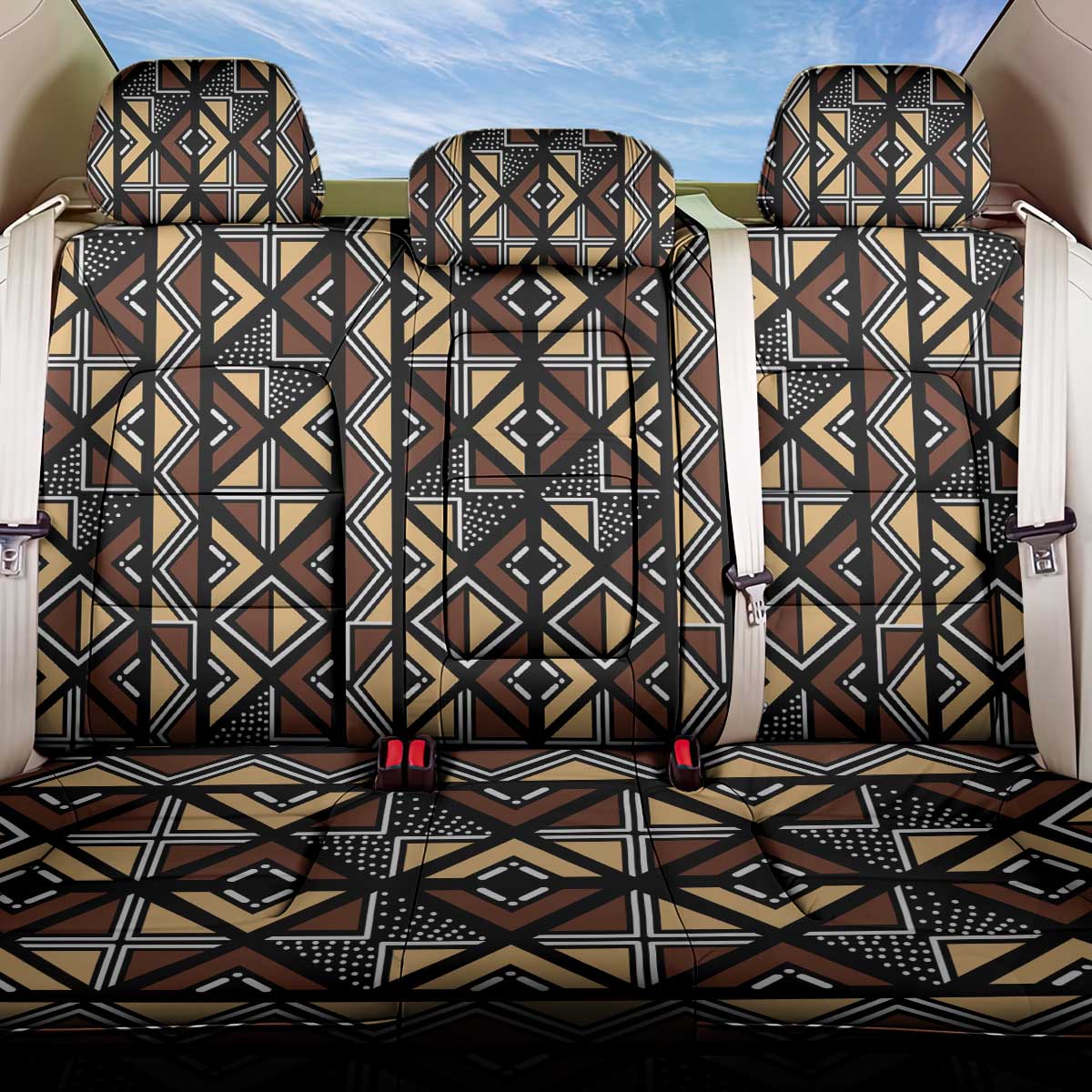 Mali Mud Cloth Legacy Pattern Back Car Seat Cover Ethnic Geometry Style - Wonder Print Shop