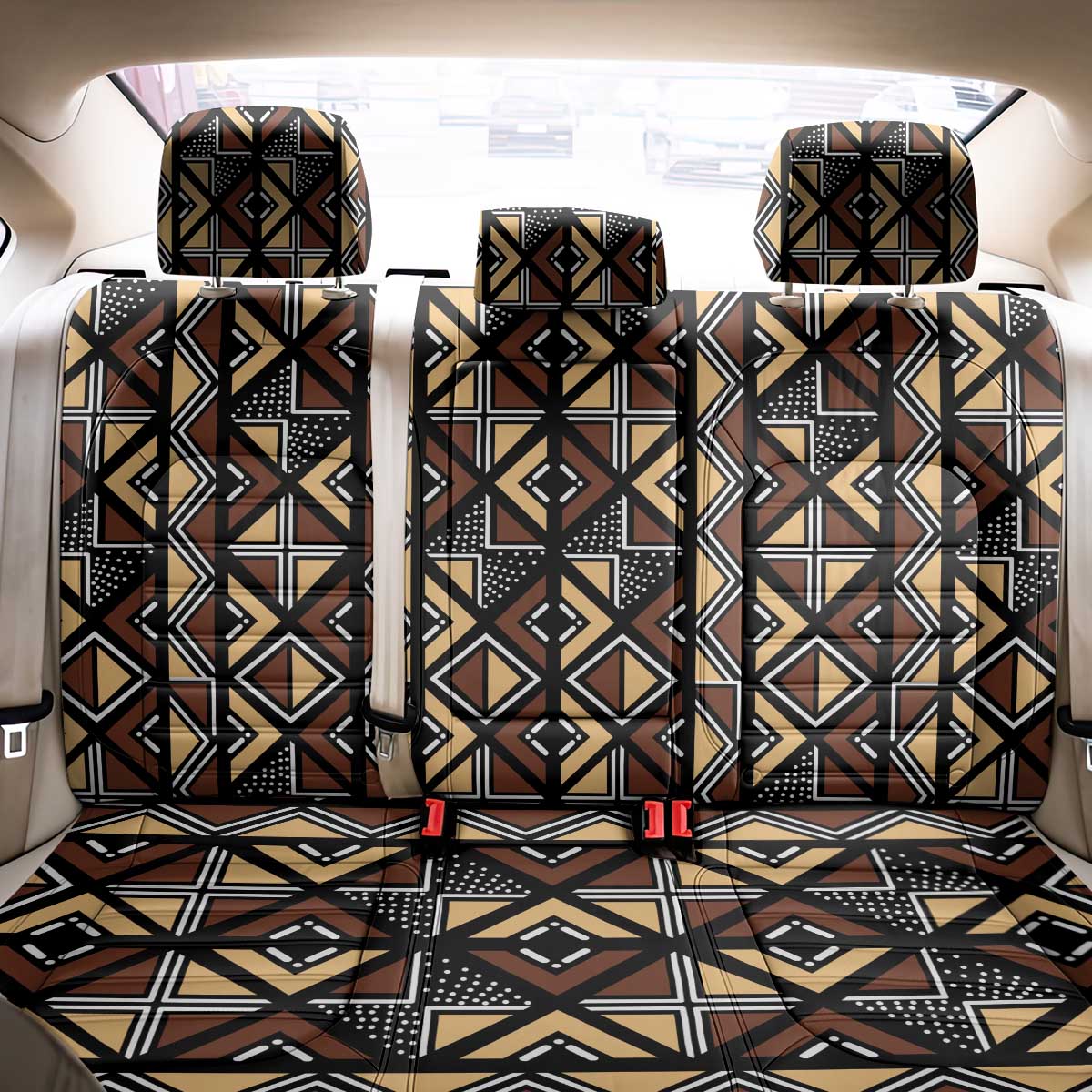 Mali Mud Cloth Legacy Pattern Back Car Seat Cover Ethnic Geometry Style - Wonder Print Shop