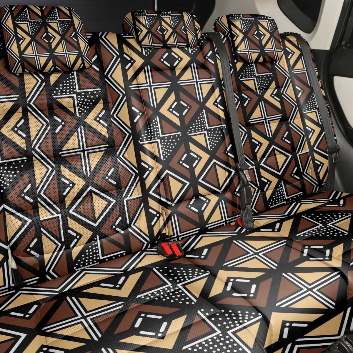 Mali Mud Cloth Legacy Pattern Back Car Seat Cover Ethnic Geometry Style - Wonder Print Shop