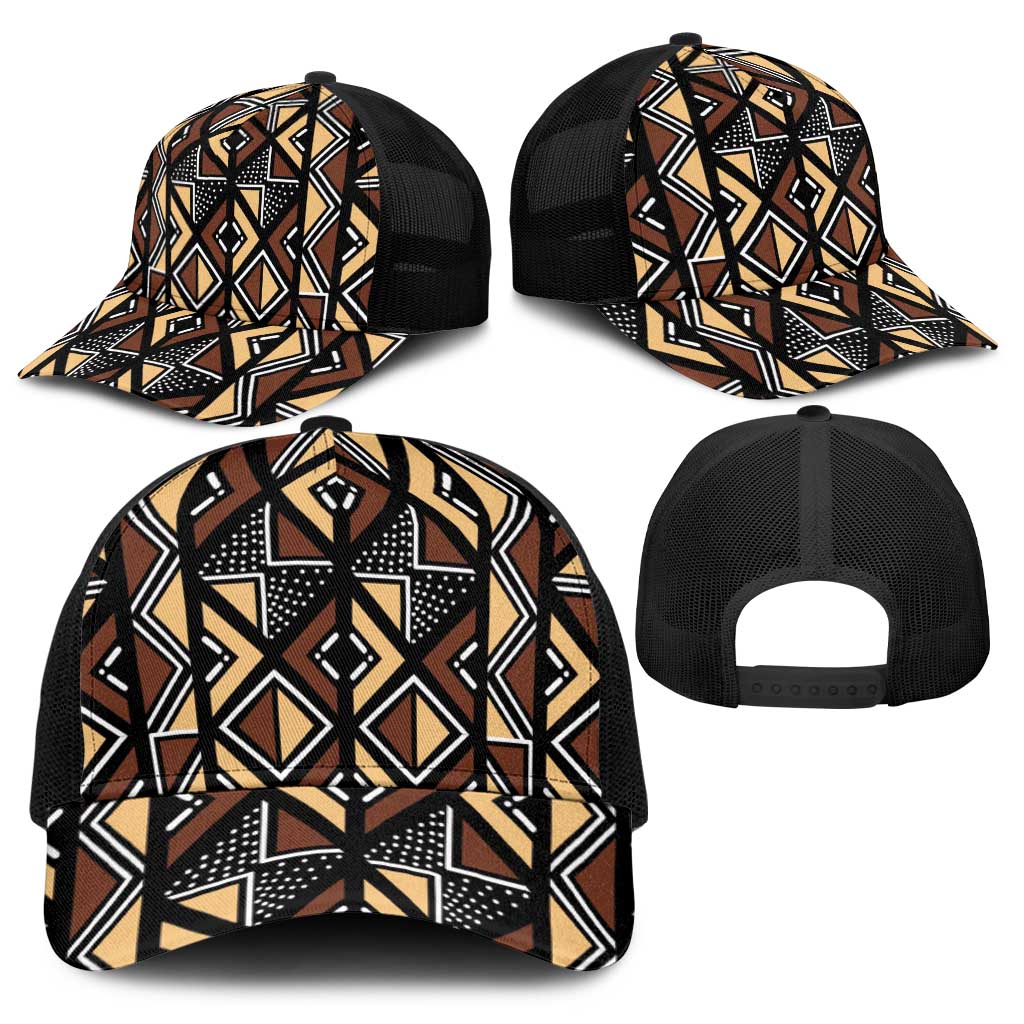 Mali Mud Cloth Legacy Pattern Baseball Net Cap Ethnic Geometry Style - Wonder Print Shop