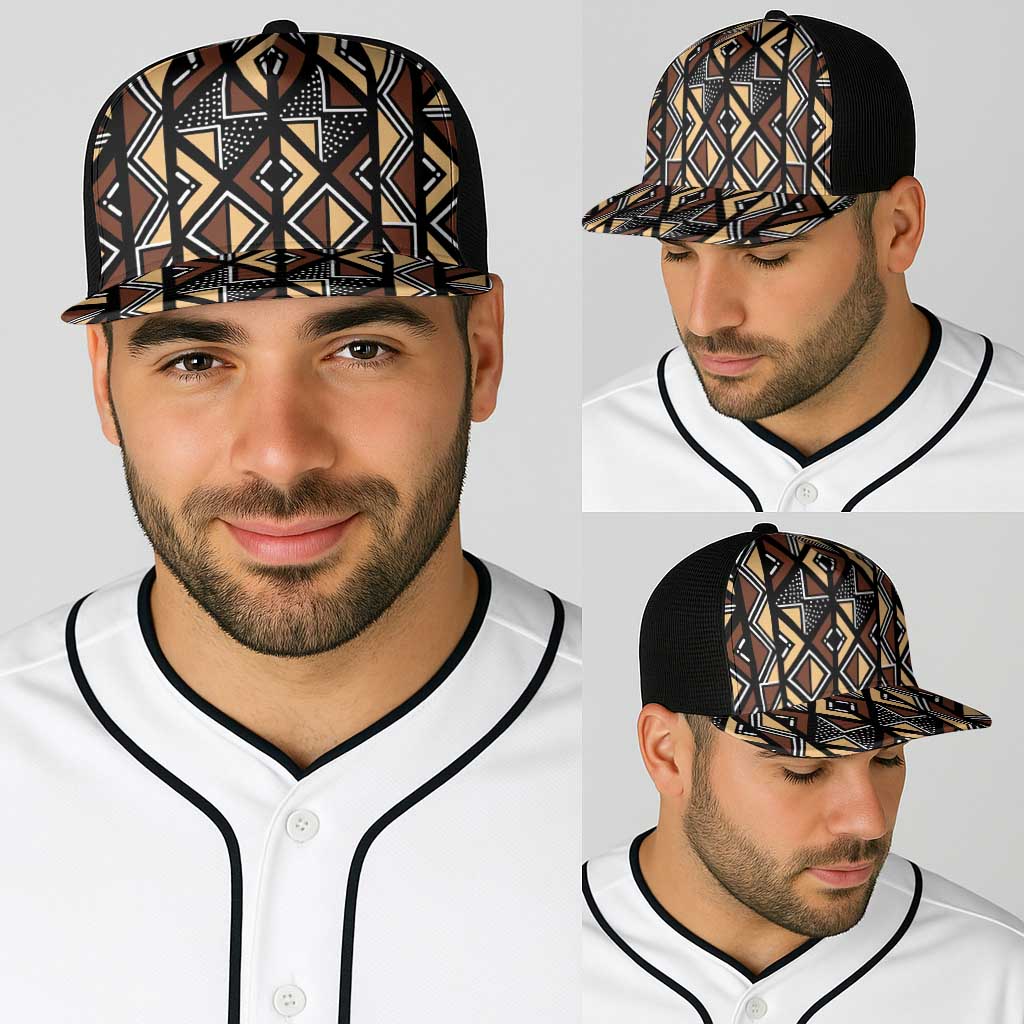 Mali Mud Cloth Legacy Pattern Baseball Net Cap Ethnic Geometry Style - Wonder Print Shop