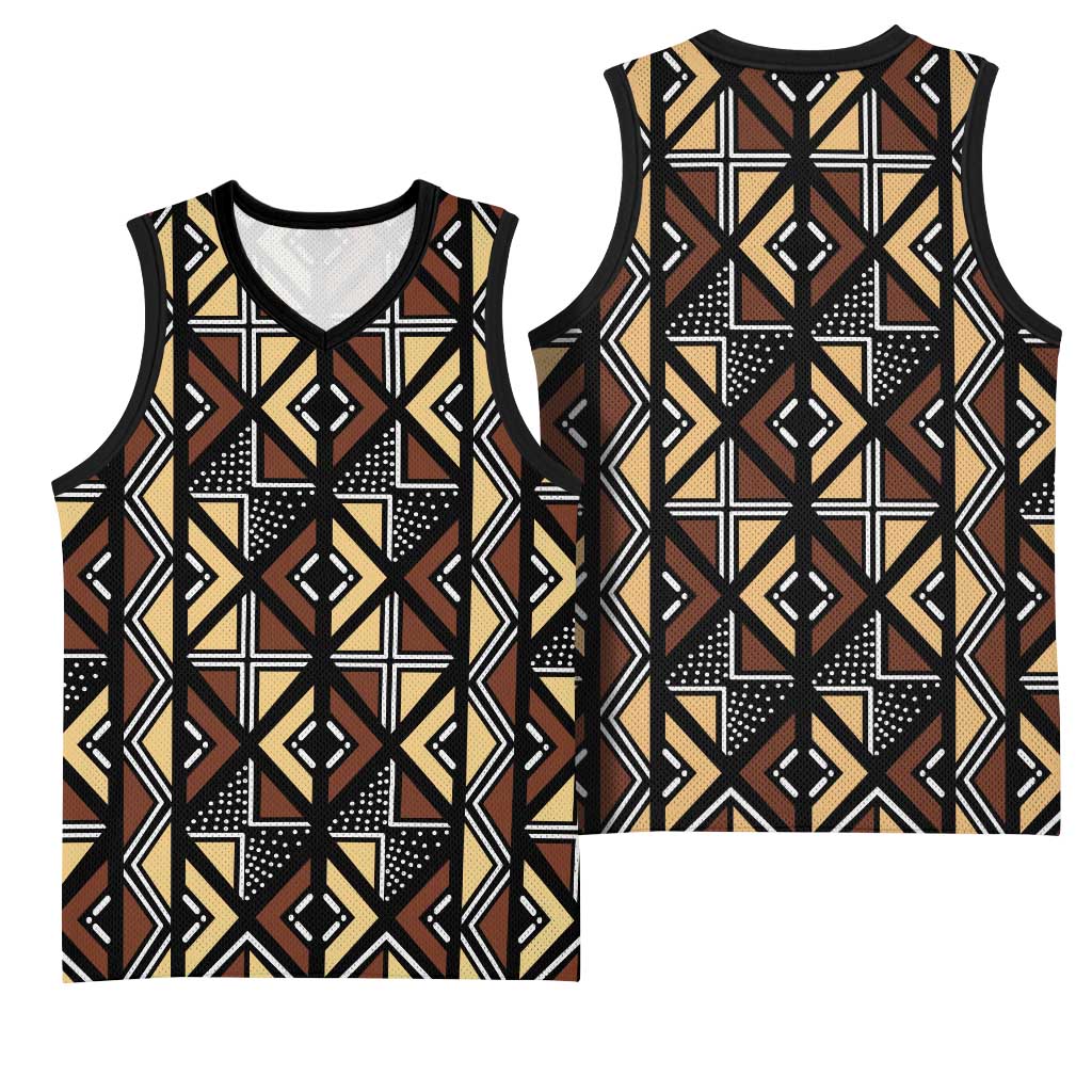 Mali Mud Cloth Legacy Pattern Basketball Jersey Ethnic Geometry Style - Wonder Print Shop
