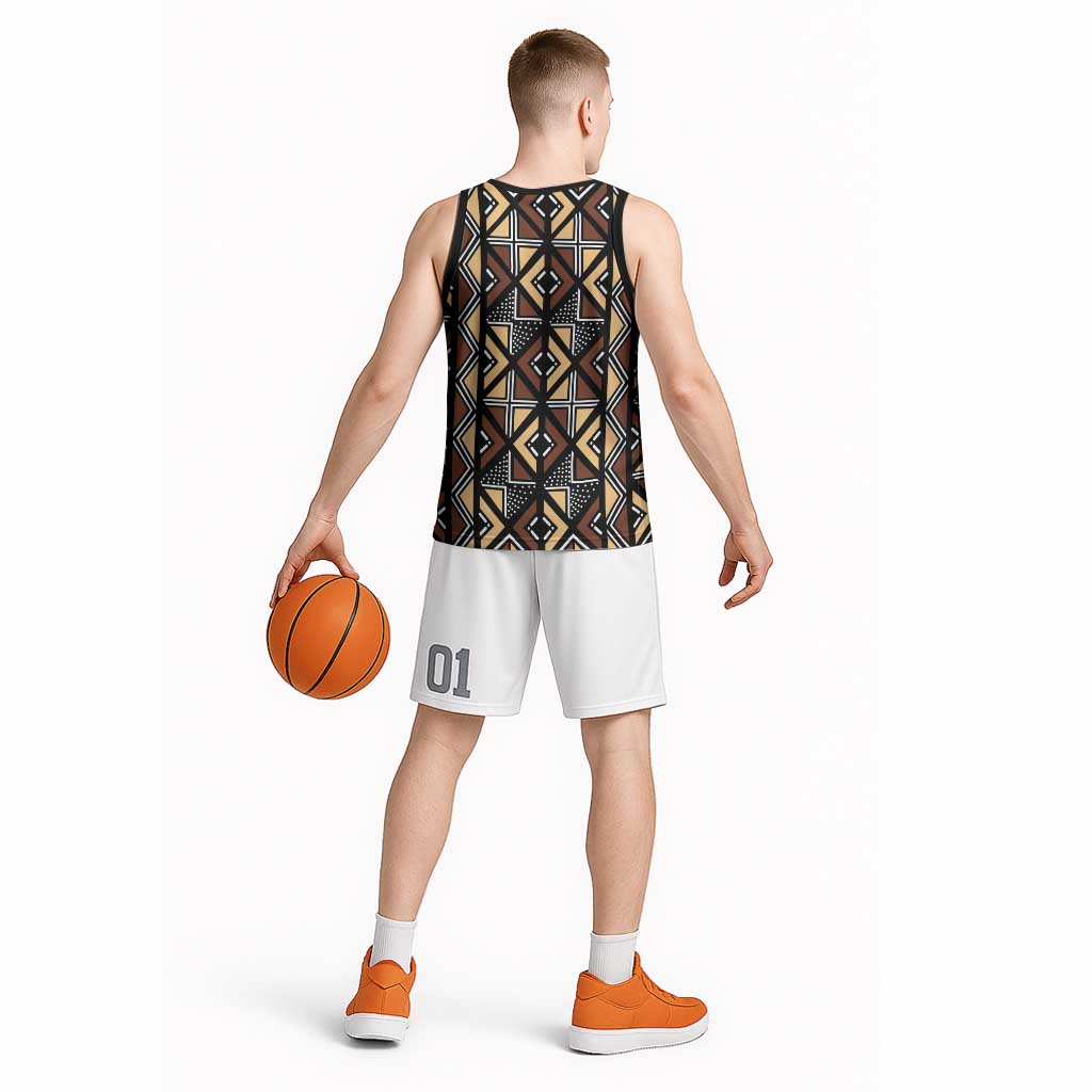 Mali Mud Cloth Legacy Pattern Basketball Jersey Ethnic Geometry Style - Wonder Print Shop