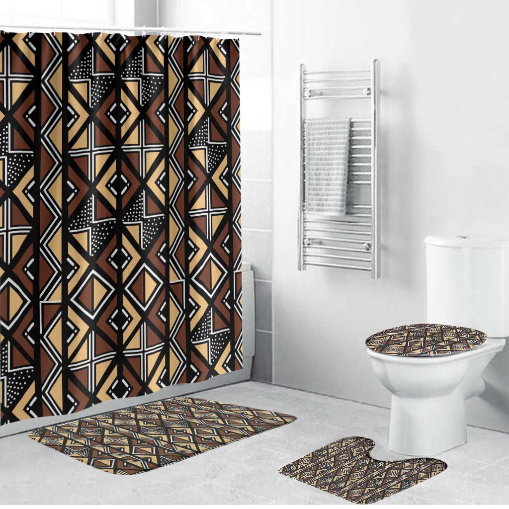 Mali Mud Cloth Legacy Pattern Bathroom Set Ethnic Geometry Style - Wonder Print Shop