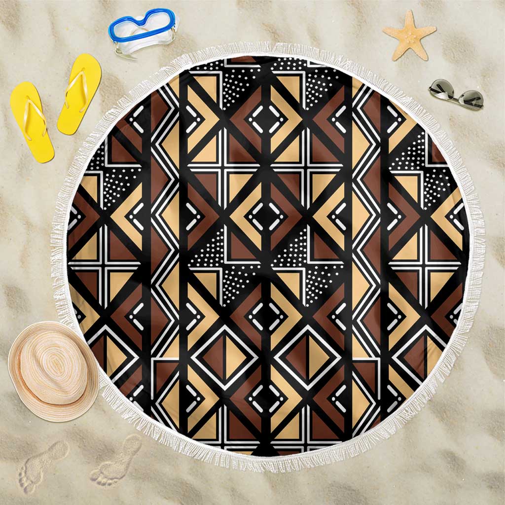 Mali Mud Cloth Legacy Pattern Beach Blanket Ethnic Geometry Style - Wonder Print Shop