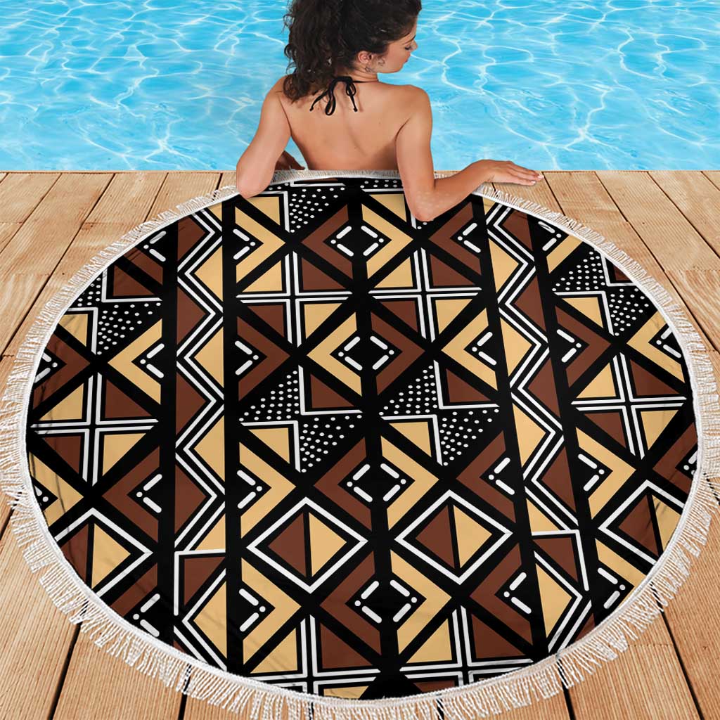 Mali Mud Cloth Legacy Pattern Beach Blanket Ethnic Geometry Style - Wonder Print Shop