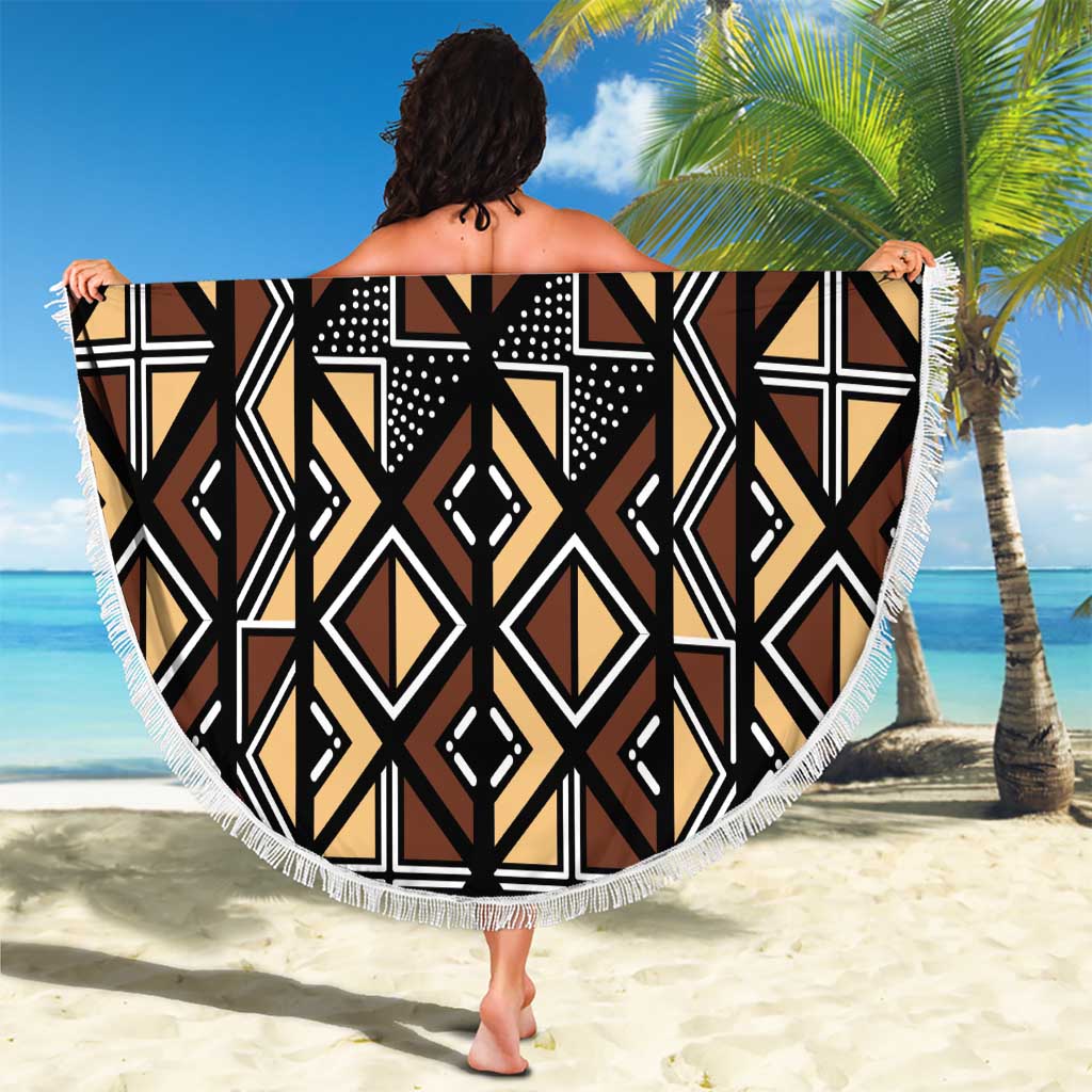 Mali Mud Cloth Legacy Pattern Beach Blanket Ethnic Geometry Style - Wonder Print Shop