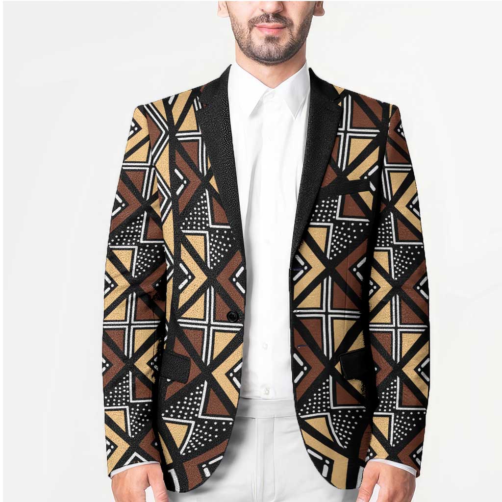 Mali Mud Cloth Legacy Pattern Blazer Ethnic Geometry Style - Wonder Print Shop