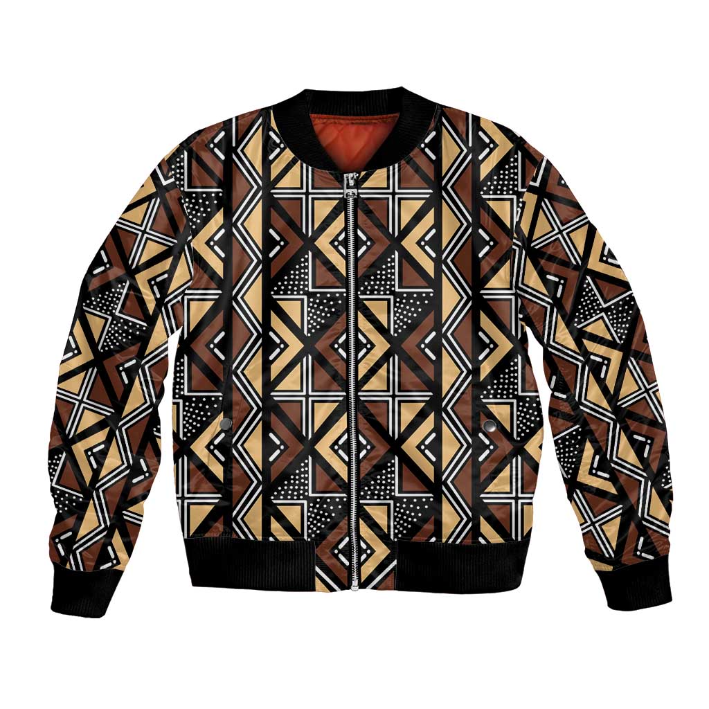 Mali Mud Cloth Legacy Pattern Bomber Jacket Ethnic Geometry Style - Wonder Print Shop