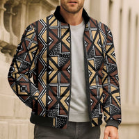 Mali Mud Cloth Legacy Pattern Bomber Puffer Jacket Ethnic Geometry Style - Wonder Print Shop