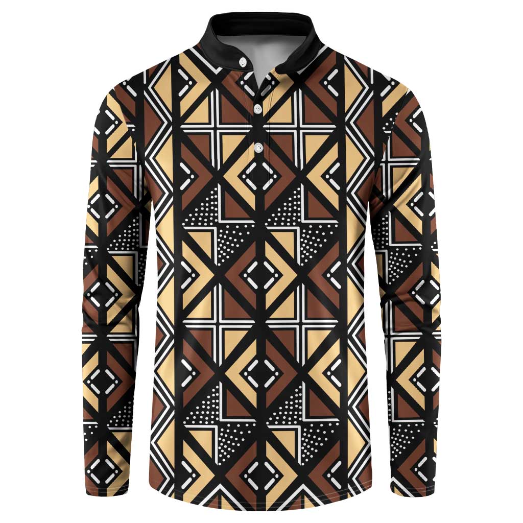 Mali Mud Cloth Legacy Pattern Button Sweatshirt Ethnic Geometry Style - Wonder Print Shop