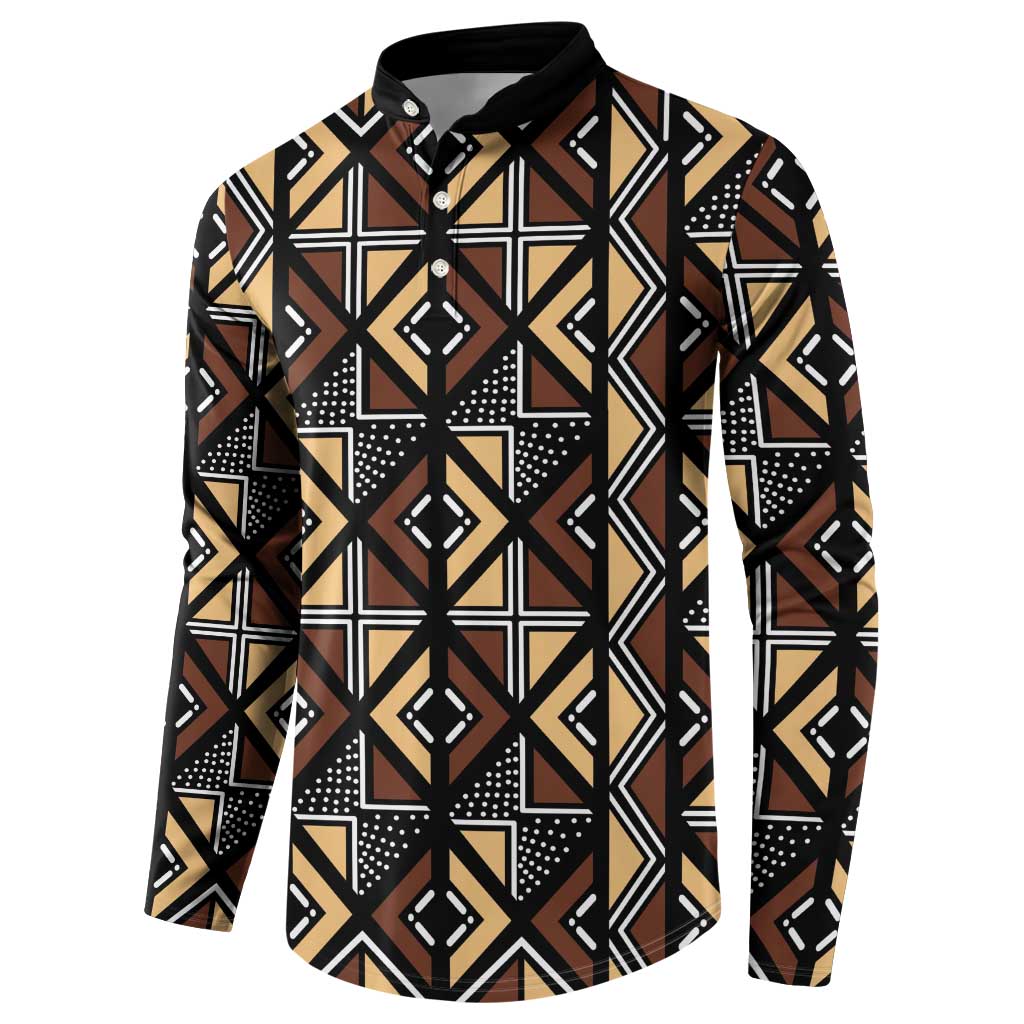 Mali Mud Cloth Legacy Pattern Button Sweatshirt Ethnic Geometry Style - Wonder Print Shop