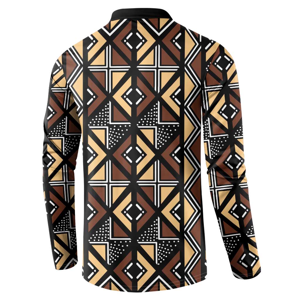 Mali Mud Cloth Legacy Pattern Button Sweatshirt Ethnic Geometry Style - Wonder Print Shop