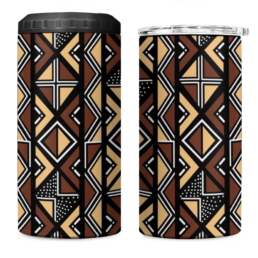 Mali Mud Cloth Legacy Pattern 4 in 1 Can Cooler Tumbler Ethnic Geometry Style - Wonder Print Shop