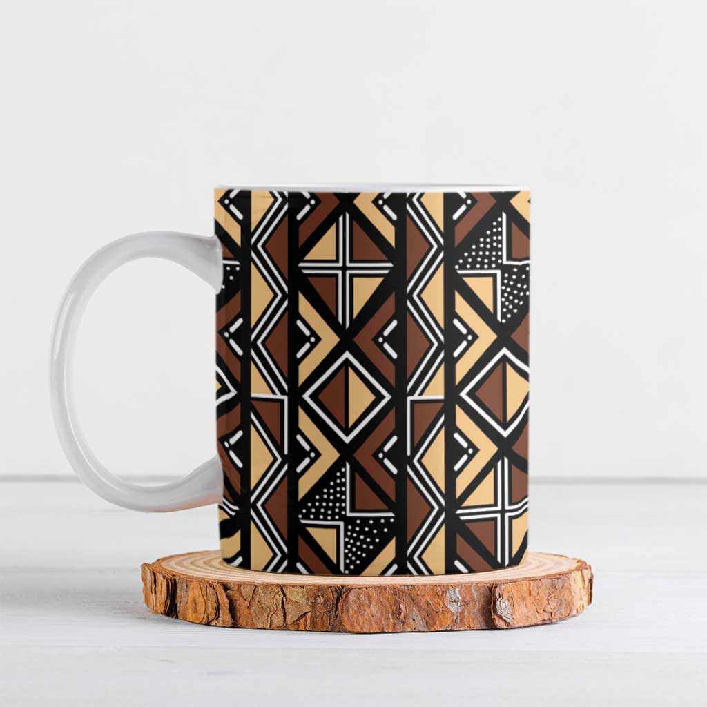 Mali Mud Cloth Legacy Pattern Ceramic Mug Ethnic Geometry Style - Wonder Print Shop