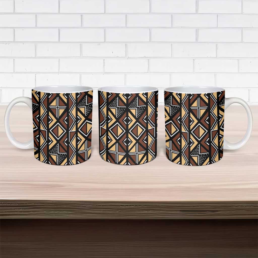 Mali Mud Cloth Legacy Pattern Ceramic Mug Ethnic Geometry Style - Wonder Print Shop